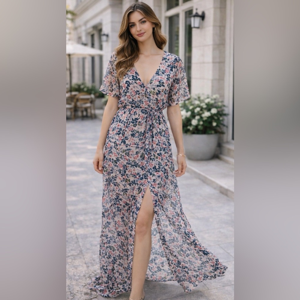 BCBGeneration | Floral Sheer Top Maxi Dress | Medium $128